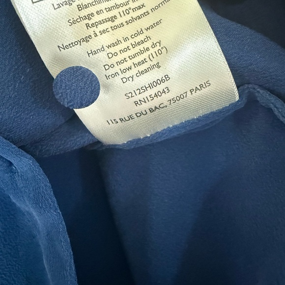 Sézane Chlo Silk Blouse Electric Blue Sz 34 NWT - Picture 6 of 7
